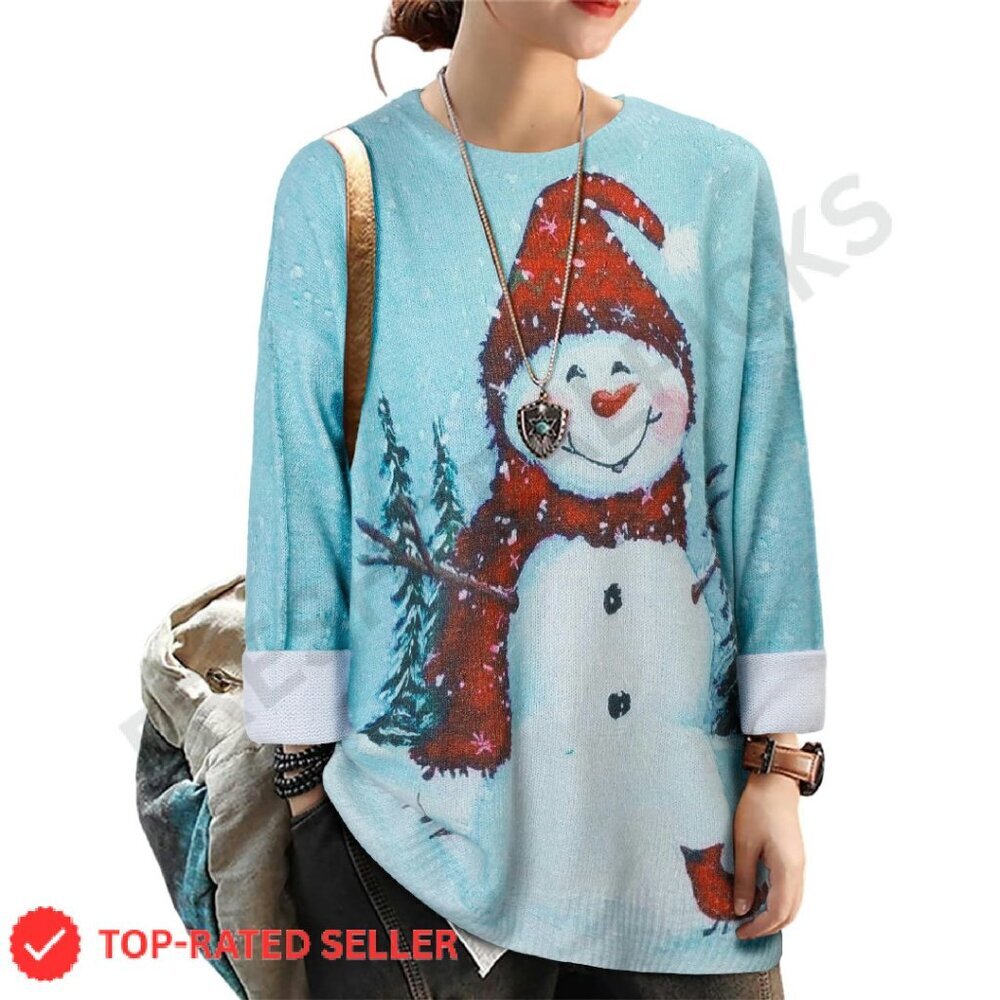 Oversized Graphic Print Pullover Sweater Y2K Retro Chic Winter Knit Top